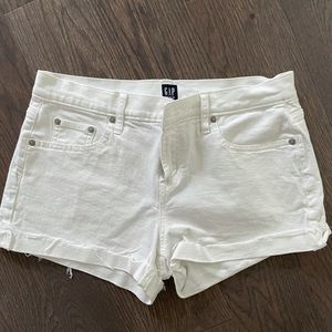 White jean shorts